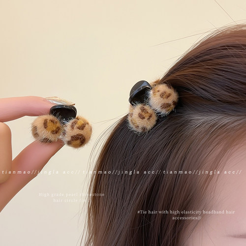 气质豹纹樱桃小抓夹侧边碎发发卡