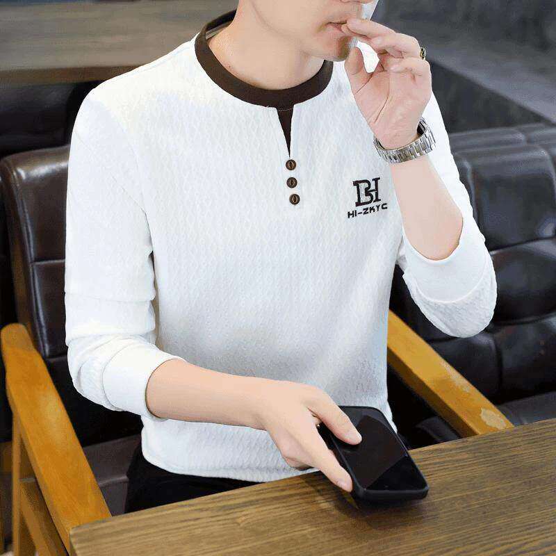 雷雷品质男装2026秋冬时尚韩版圆领卫衣休闲百搭假两件长袖打底a7