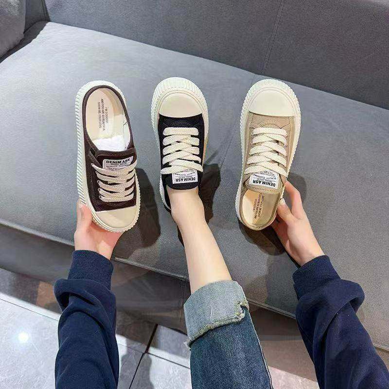 可奈斯Tagabe帆布鞋女2025新款秋季超火百搭饼干鞋子透气厚底板鞋,女鞋,包头拖,淘宝优惠券,粉丝福利购,淘宝优惠卷