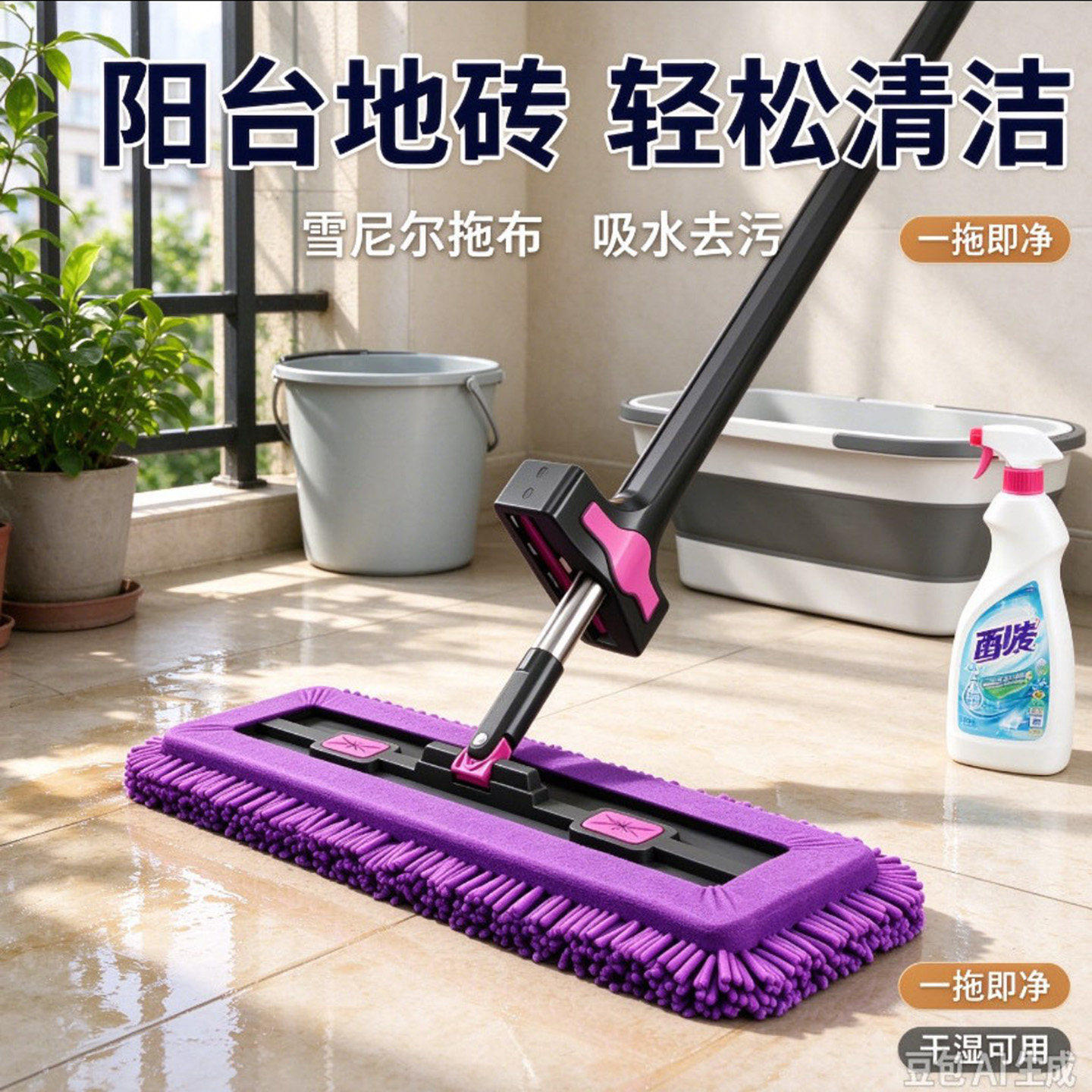 星辞德国新款雪尼尔平板拖把免手洗干湿两用吸水墩布懒人拖地神a4