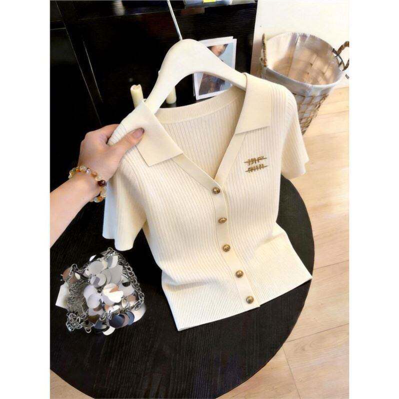 #瑞兴女装2026新款高档针织短袖夏季女款修身T恤衫洋气减龄上衣a1