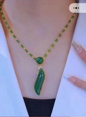 爆量每日严选美人腰玉石项链女新款轻奢气质锁骨链古风吊坠毛衣a1