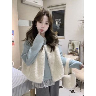 巨好看的毛毛马甲女秋冬2025新款韩系穿搭时髦洋气减龄羊羔毛外套