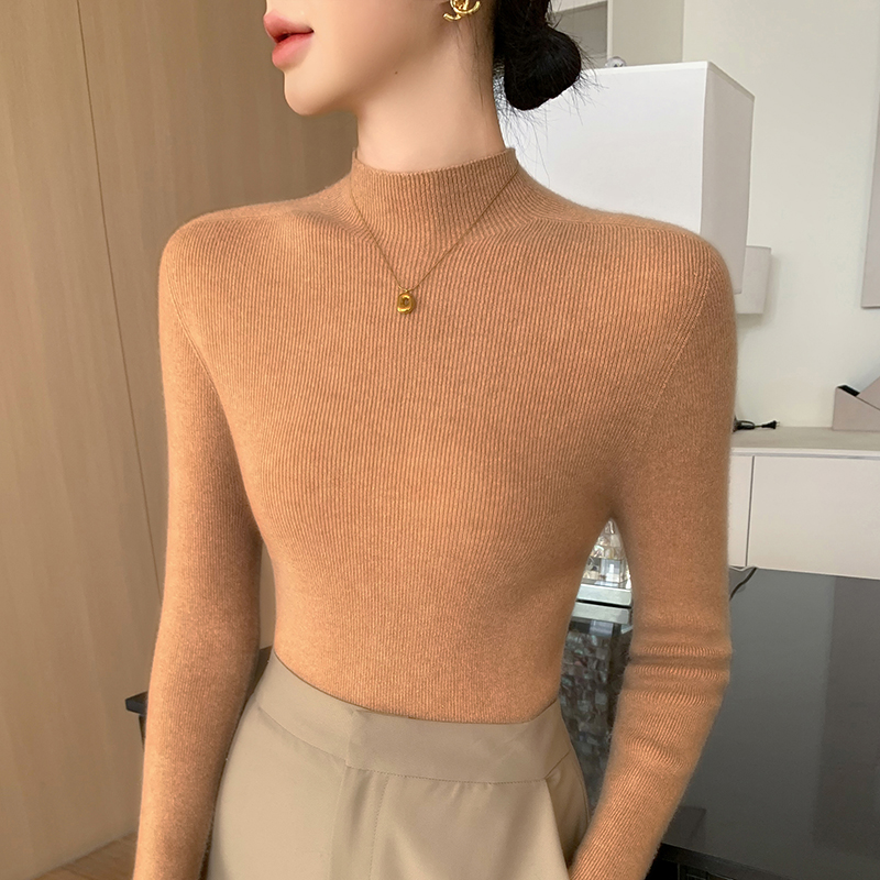 高级感半高领打底衫女修