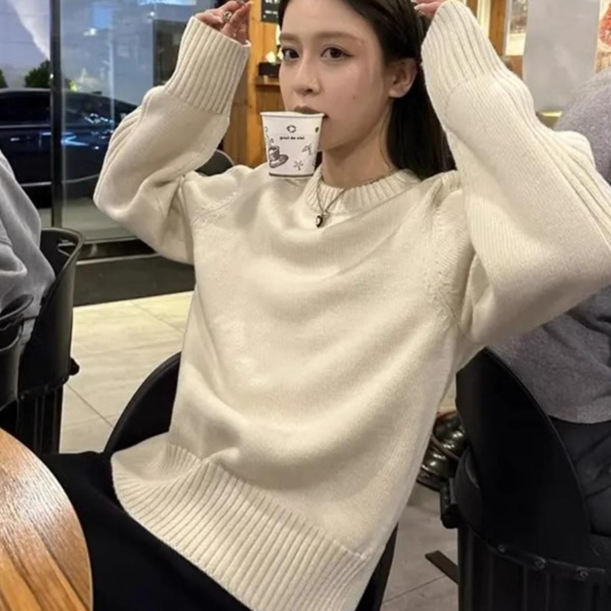 慵懒高级感简约时尚毛衣打底针织衫女2024新款秋冬洋气内搭可外穿