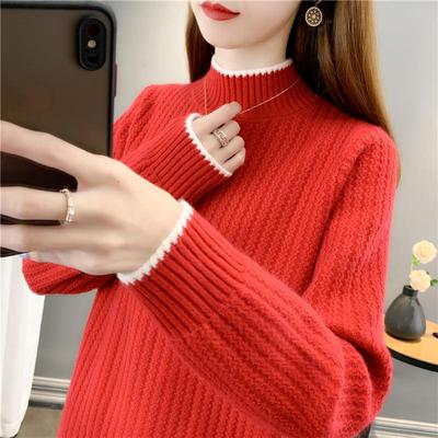 半高领毛衣女2025冬新款宽松加厚软糯毛衣针织打底衫洋气百搭上衣