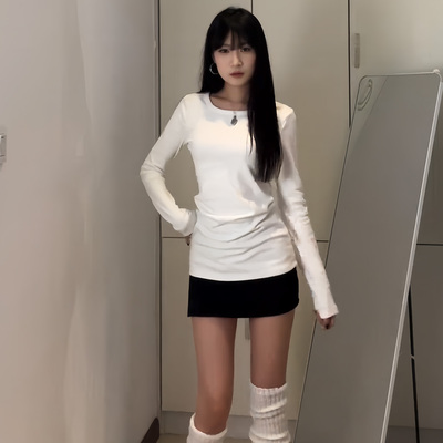 白色加厚德绒内搭打底衫