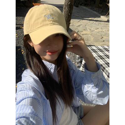 清爽汽水感 简约字母刺绣棒球帽大头围显脸小韩系ins情侣鸭舌帽子