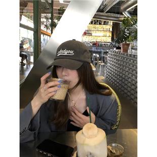 胡子叔叔主推款！字母刺绣水泥灰鸭舌帽盐系甜酷风灰色百搭显脸小