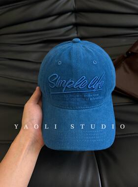 美式复古Simp刺绣棒球帽子女户外遮阳大头围显脸小鸭舌帽男韩版潮