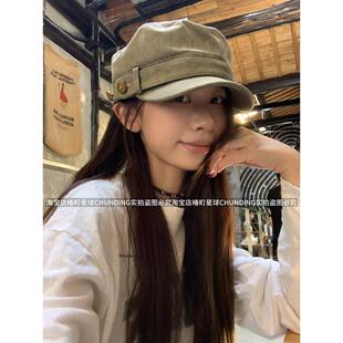 复古时髦 版型满分橄榄绿平顶帽日系百搭鸭舌帽显脸小报童帽子女