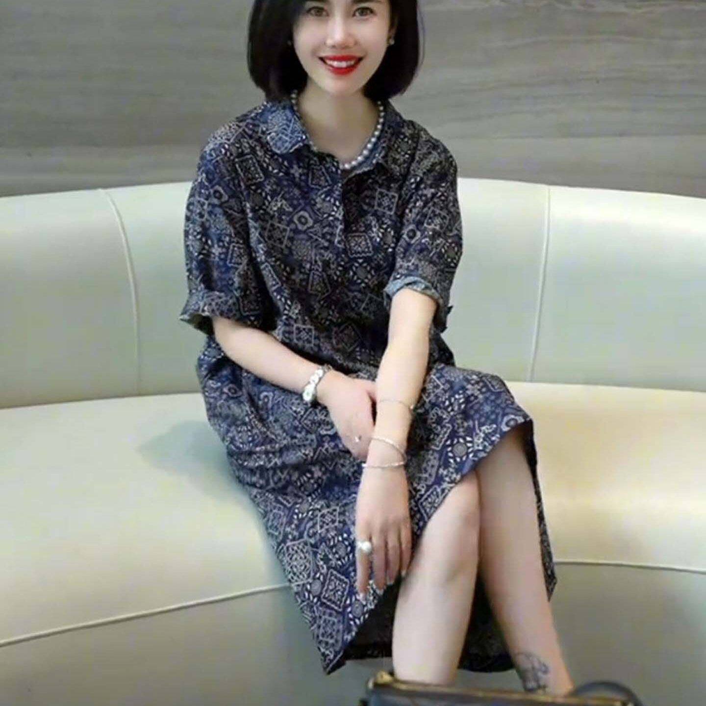 真值良品女装夏季时尚减龄连衣裙2026新款洋气宽松碎花妈妈长裙a1