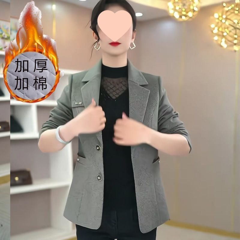 /叙烽女装毛呢西装外套秋冬女士休闲长袖西服洋气百搭妈妈装上a52