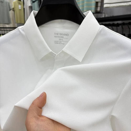 宏嫩大牌冰丝Polo衫2026夏季新款无痕开叉短袖男速干冰感透气Ta6