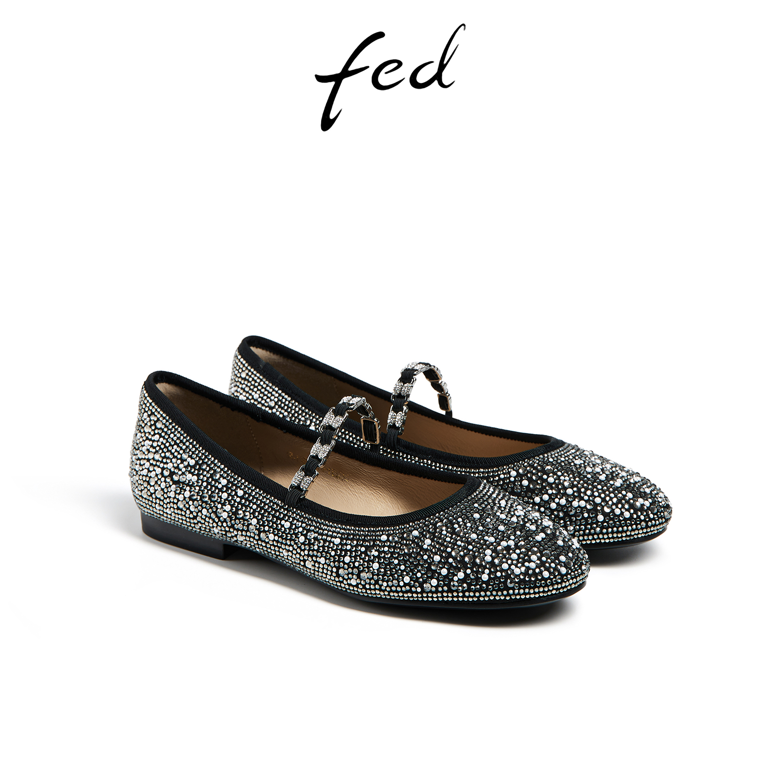 fed圆头水钻玛丽珍鞋春季新款女鞋一字带浅口单鞋女款DAS251
