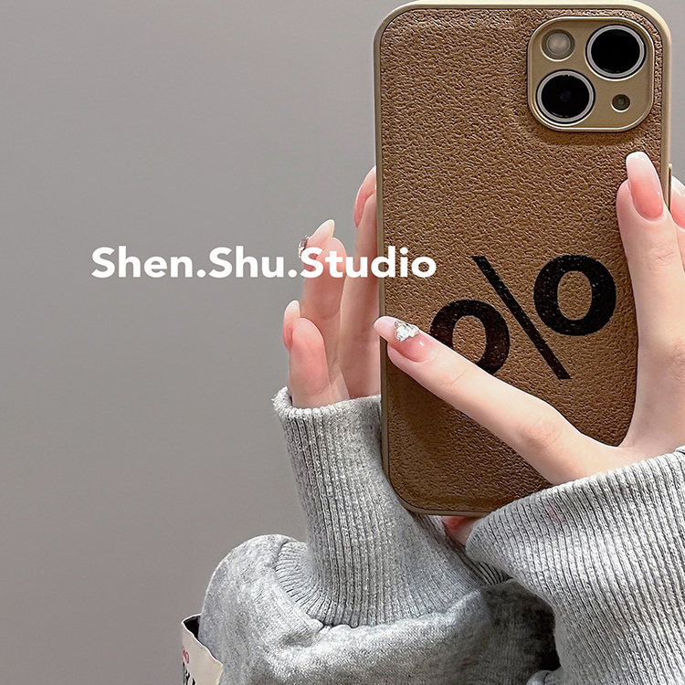 ins小众百分比符号月坑纹手机壳