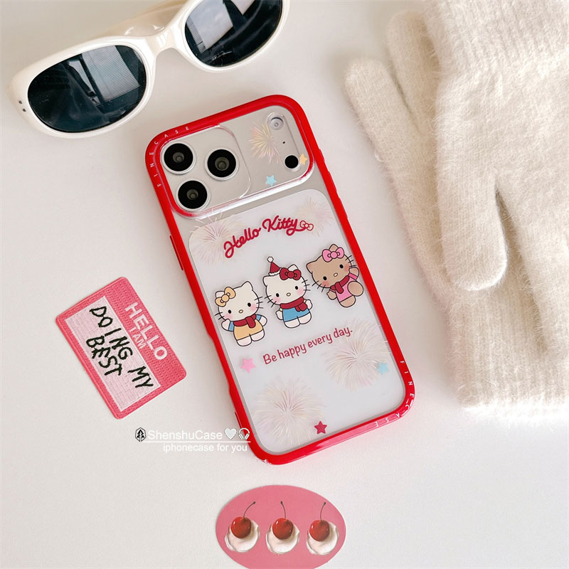 绅树 ins韩系可爱甜美少女满屏烟花KT猫17适用17pro苹果17ProMax手机壳iPhone16pro全包14新款16Promax保护套