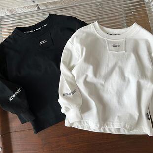 安阳童装儿童T恤纯棉新款白色宽松宝宝春秋长袖打底衫男童装男孩