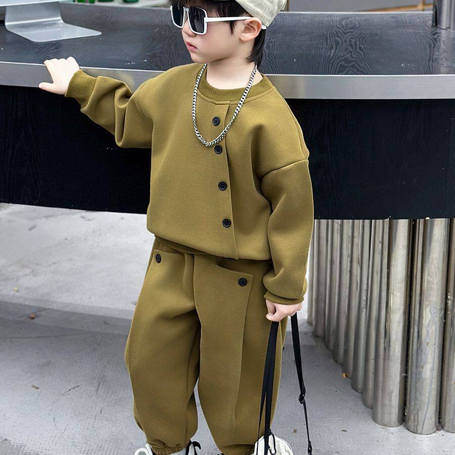 安阳童装男童套装春秋2026新款休闲洋气儿童卫衣帅气时髦宝宝两件