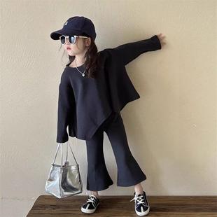 安阳童装女童秋装套装2025新款时髦春秋款儿童时尚女宝宝洋气黑色