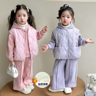 安阳童装女童冬装加绒加厚套装2025新款韩版洋气中小童女孩秋冬马