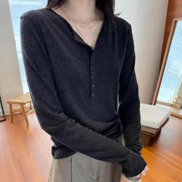 高级感纯色半开领长袖T恤女秋冬欧货大码胖MM宽松百搭打底衫上a4