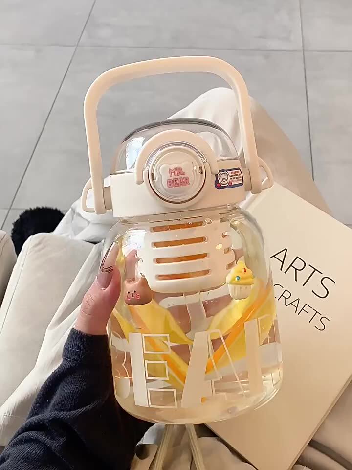 吸管杯重力球产妇专用孕妇水杯躺着喝带水分离大容量高硼硅玻璃杯