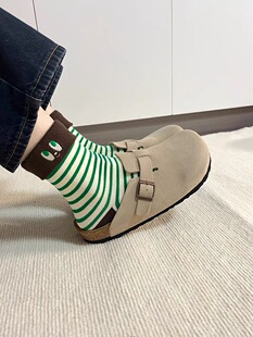 设计款可爱翻边条纹女生搞怪创意中筒纯棉堆堆小众可爱潮流