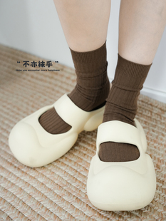 不亦袜乎 日系美拉德棕色袜子美式复古袜子港风堆堆袜纯棉竖纹