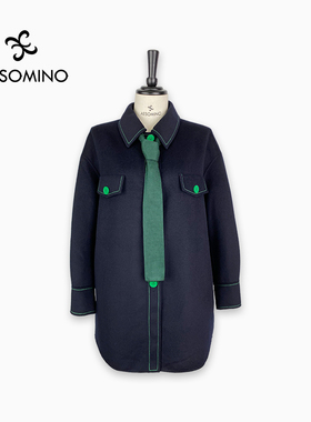AESOMINO/衣莎美诺冬毛呢外套藏青色Y458D2752