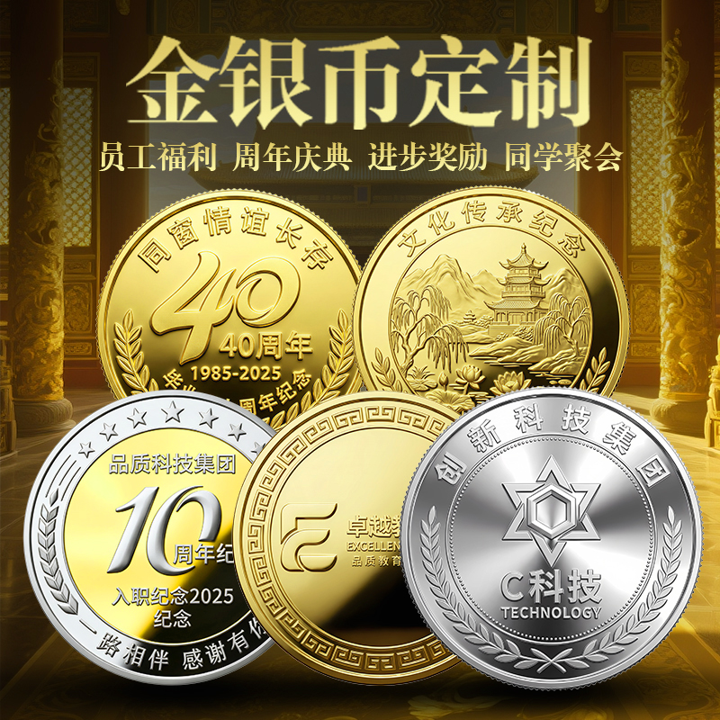 银币定制纯银纪念章公司周年庆礼品足银999徽章银钞定做金币胸牌