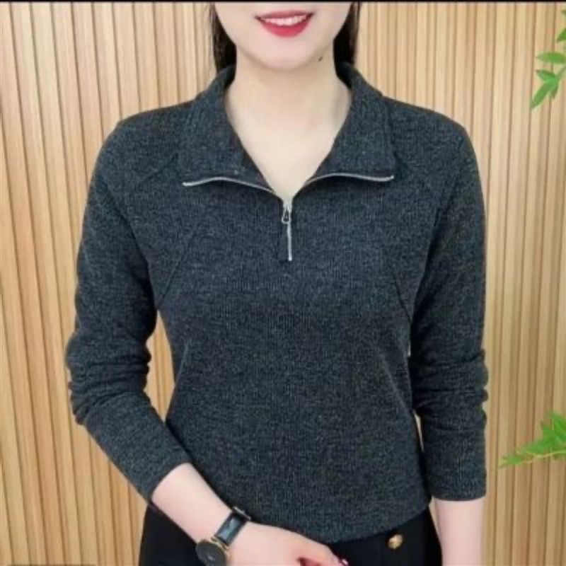 云佳女装洋气拉链半开领卫衣2026秋季女士长袖打底衫显瘦百搭上a9