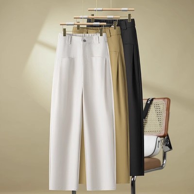 西装哈伦裤女2025秋季新款高腰小个子白色时尚垂感休闲直筒萝卜裤