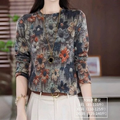 一件2025秋冬新款长袖打底衫弹力妈妈小衫T恤宽松显瘦上衣女