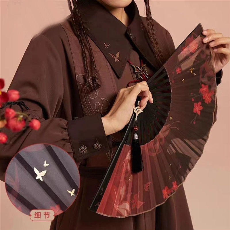 原神胡桃折扇同人周边雪霁梅香扇子折叠胡桃主题印象系列胡桃戒指