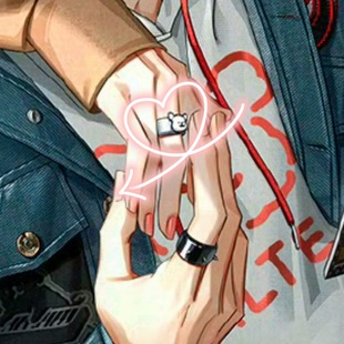 光与夜之恋萧逸线条小狗戒指暗黑尖刺铆钉戒指情侣对戒开口指环