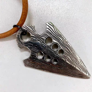 维京北欧海盗风大马士革项链个性箭簇吊坠手工锻打男士钛合金周边