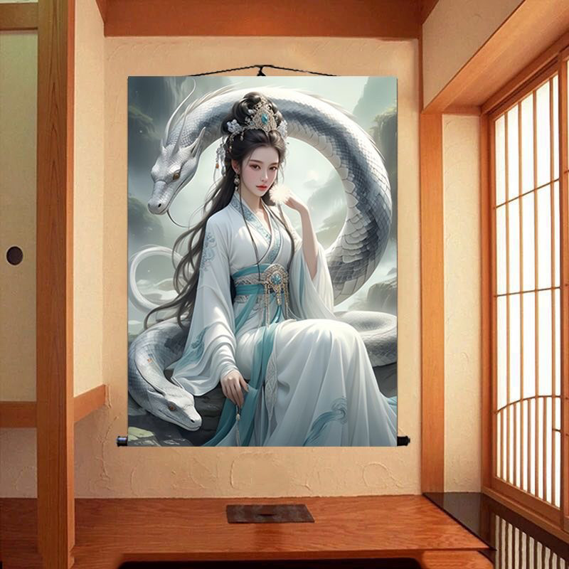 新款蟒家娘娘画像挂画家用蟒蛇神像真身像东北出马堂口堂单装饰画