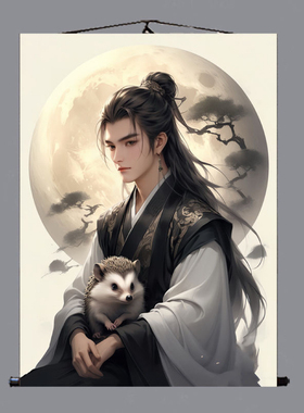 东北出马堂挂画黄常柳白灰装饰画