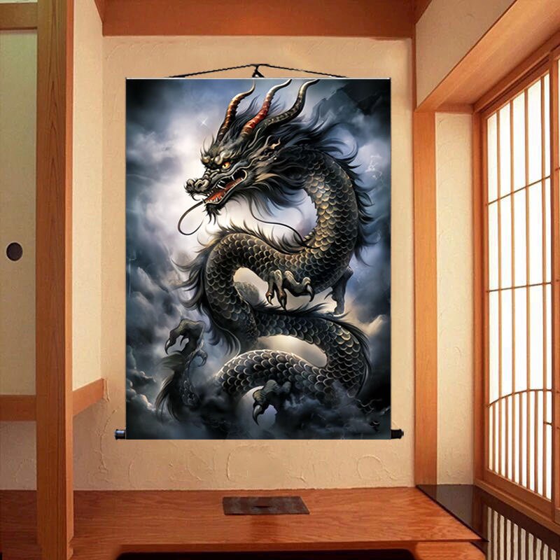 龙图挂画家用供奉飞龙在天水陆画