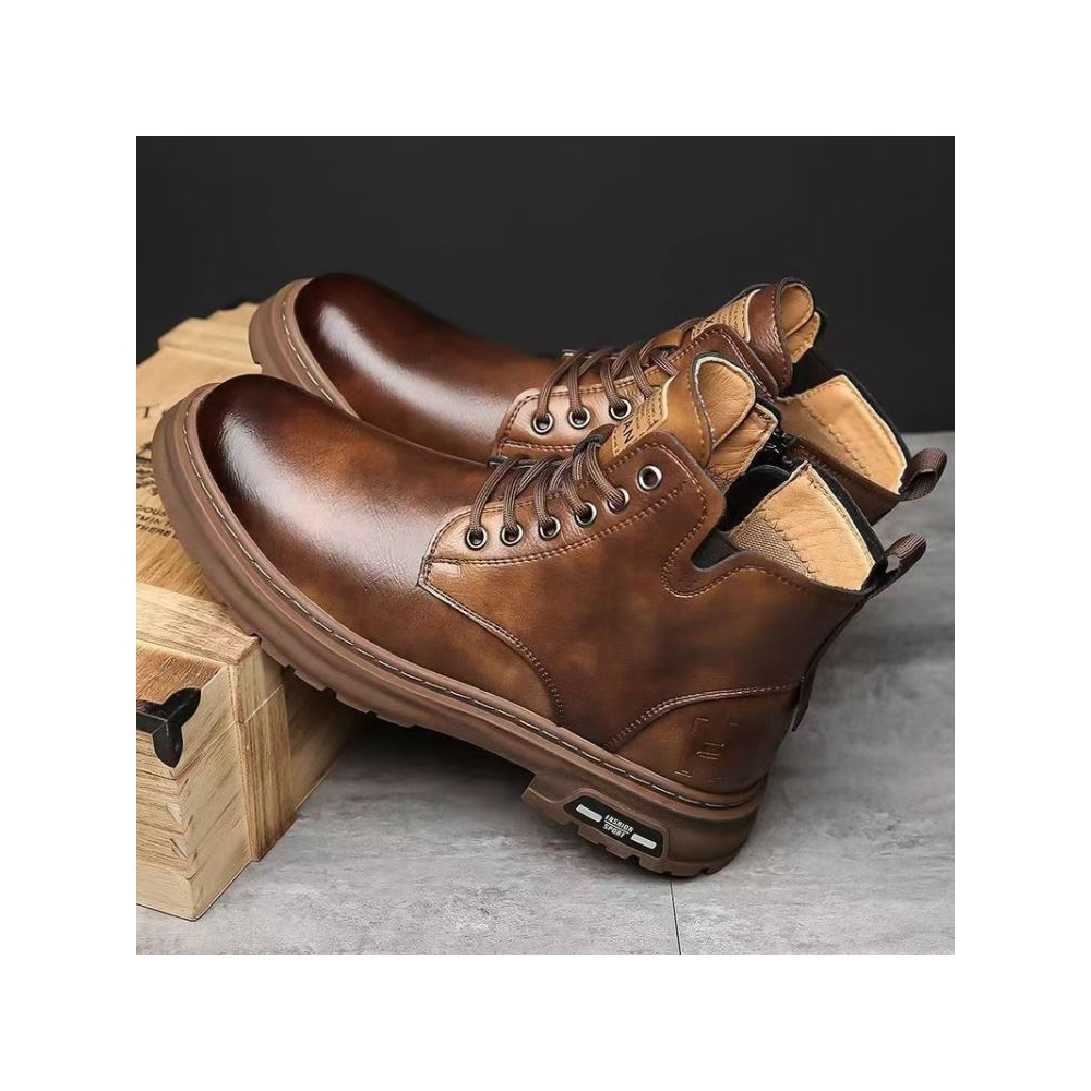 航定百货店马丁靴男鞋新款秋季高帮英伦风鞋子时尚潮流百搭复a08