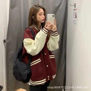 2022年新款美式棒球服韩版宽松夹克外套女学生复古港味秋冬ins潮