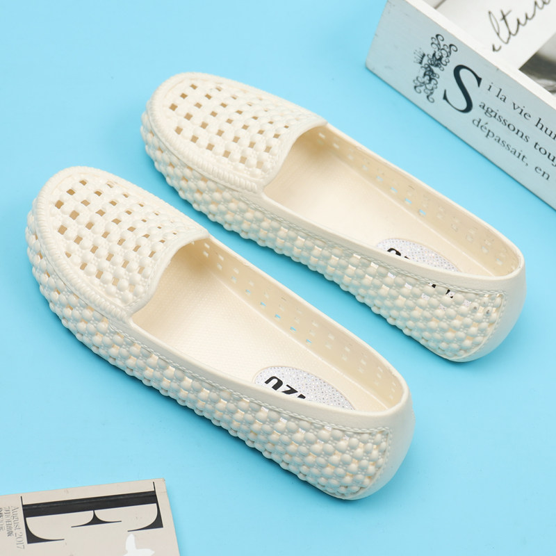 塑料女凉鞋软底白色护士凉鞋平底防滑洞洞鞋防水沙滩鞋女跳舞凉鞋,女鞋,洞洞鞋,淘宝优惠券,粉丝福利购,淘宝优惠卷