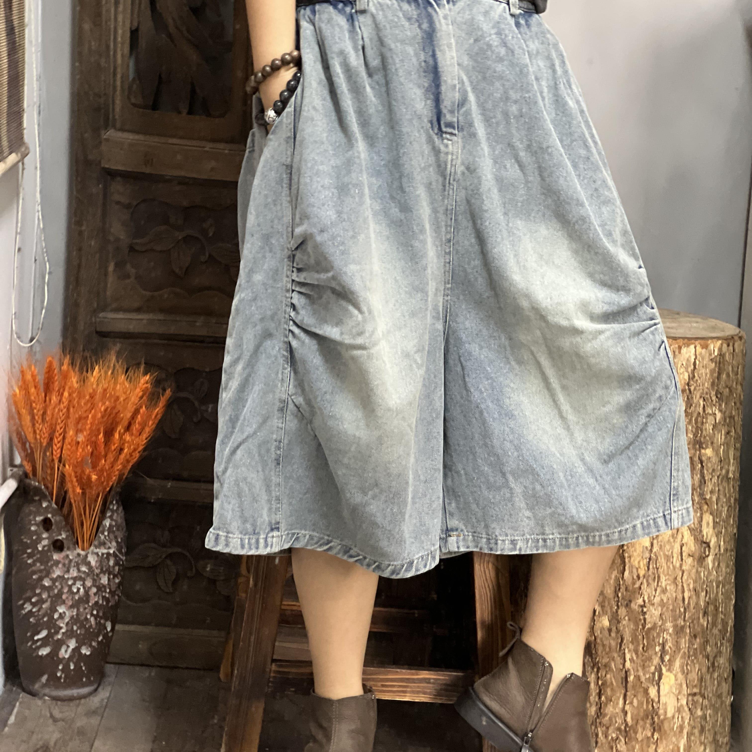 33 夏季新品水洗休闲百搭短裤文艺牛仔裤女士裤子 臀围136长64