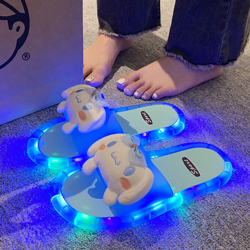 网红水晶发光拖鞋玉桂狗