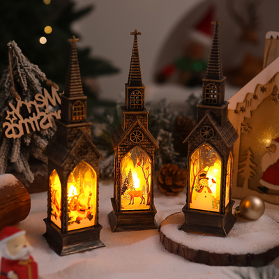 圣诞节装饰品发光圣诞蜡烛教堂摆件商场店铺活动场景布置装饰道具