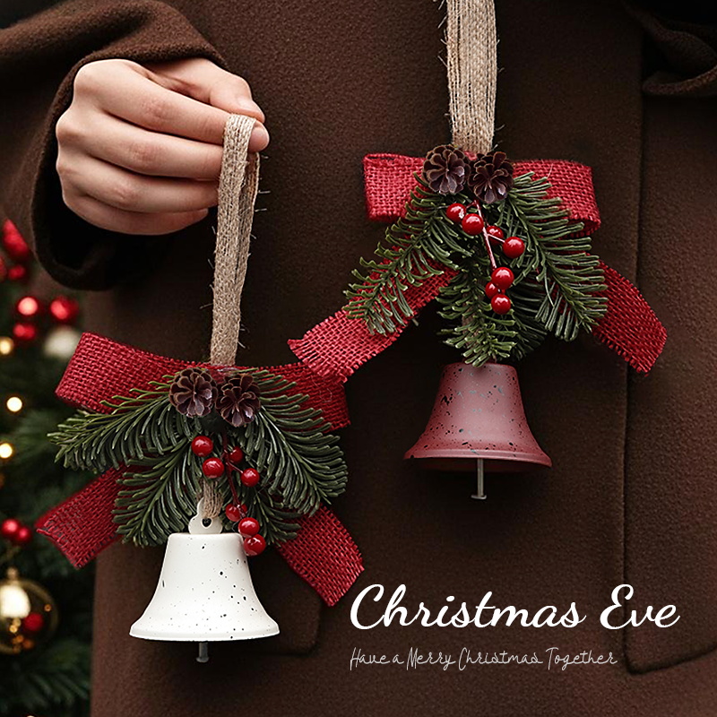 圣诞节装饰品红果松枝蝴蝶结铃铛挂件挂饰圣诞树场景布置装扮道具