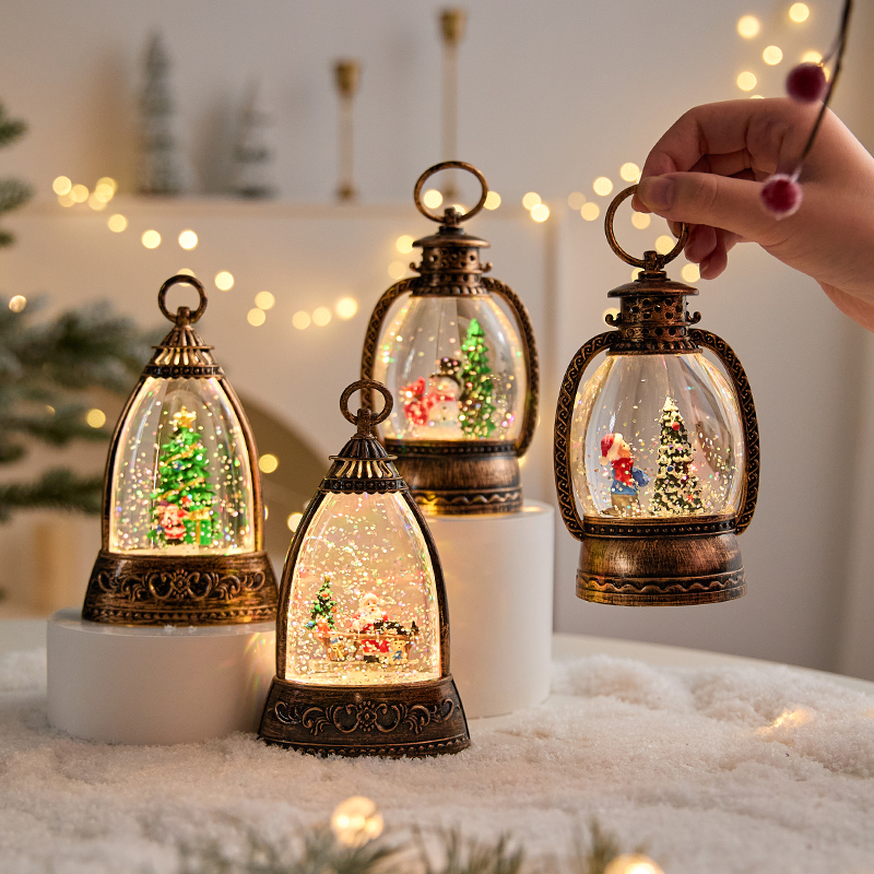 圣诞节装饰品飘雪风灯桌面摆件卧室房间氛围场景布置装扮礼物礼品
