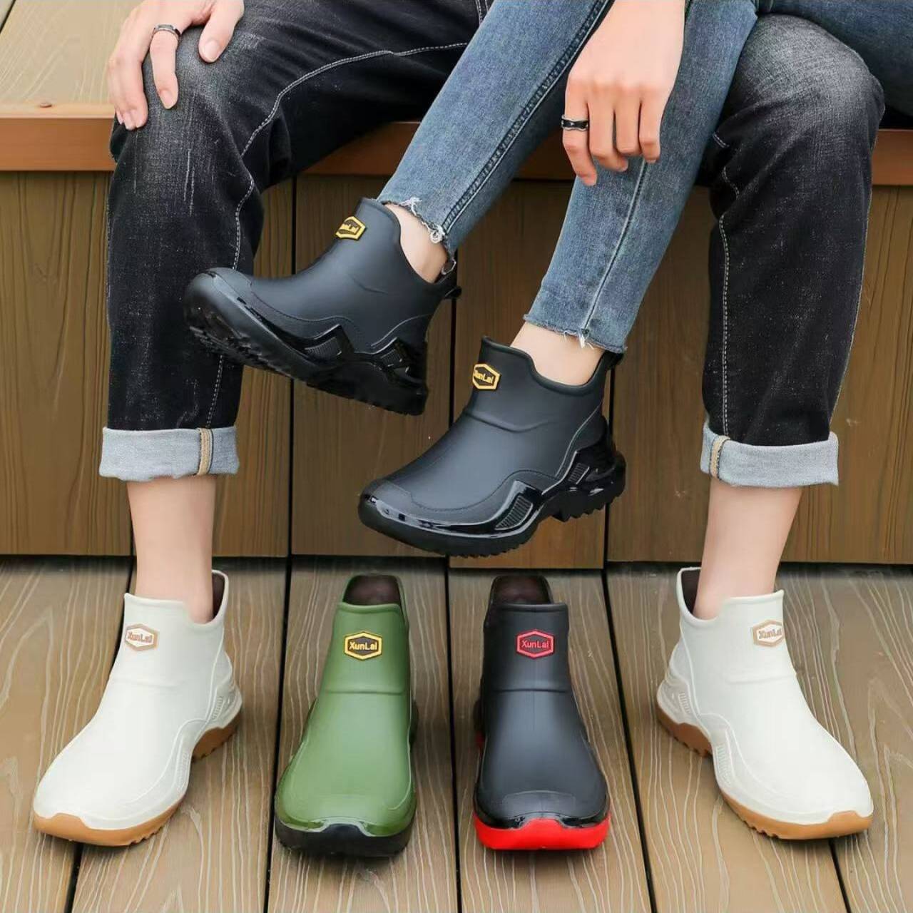 盛莱德男鞋时尚雨靴男士短筒水鞋防滑防水工作耐磨钓鱼雨鞋a44