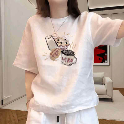 点击率2026女士新款港式纯棉短袖薄款轻质透气T恤免烫打底上衣a1